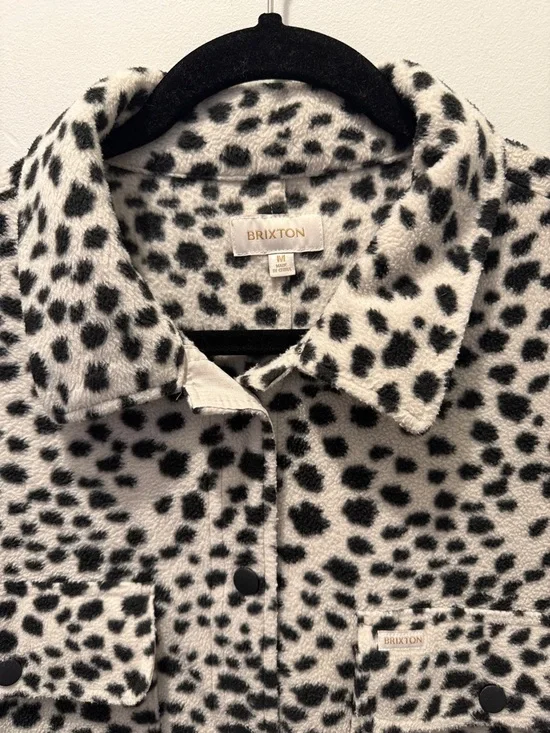 Brixton Women's Bowery Fleece Longsleeve Shirt cheetah-print jacket medium - Picture 5 of 12